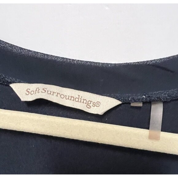 Soft Surroundings Tunic Womens Top XL Navy Blue High Low Minimal Lagenlook Sheer - Picture 2 of 8